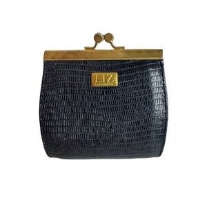 Liz Claiborne Vintage Genuine Leather Black Change Purse Wallet